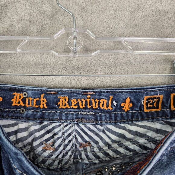 Womens Rock Revival Victoria Easy Bootcut Blue Denim Jeans Mid Rise Size 27 - Picture 4 of 13